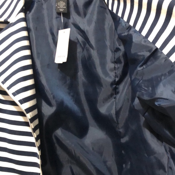 Lane Bryant Jacket Women 14 Sailor Collar Striped Full Zip Slash Pockets Navy Yt - Picture 6 of 8